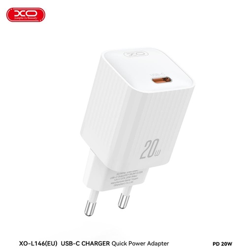 XO L146 PD 20W rychlonabíječka (Bílá) – USB-C konektor