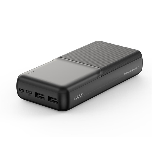XO PR252 power bank 20000mAh (černá) – LED displej, 2×USB výstup, Type-C a microUSB vstup