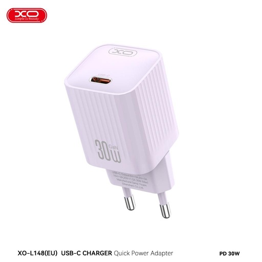 XO L148 PD 30W rychlonabíječka (Fialová) – USB-C konektor