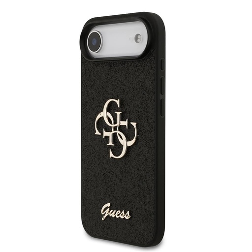 Guess PU Fixed Glitter 4G Metal Logo pouzdro iPhone 17 Air (Černá) - GUHCP17MHG4SGK