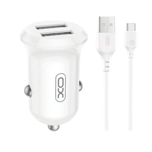 XO CC67 autní nabíječka Dual USB 2.4A + Type-C kabel (Bílá)