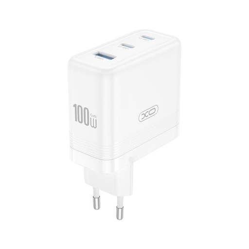 XO CE35 GaN nástěnný nabíječka 100W 2x USB-C + 1x USB-A (Bílá)