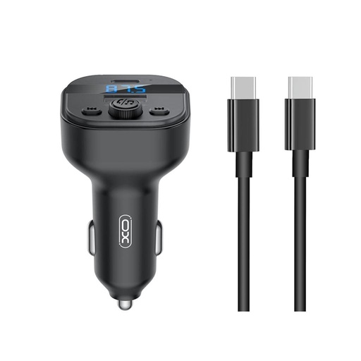 XO BCC18 Bluetooth MP3 autní nabíječka 3A + Type-C kabel (Černá)