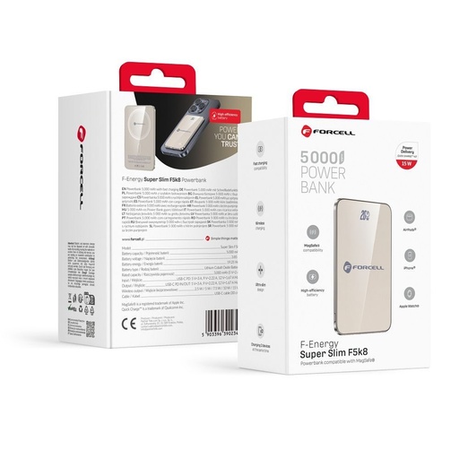 Forcell F-Energy SuperSlim F5K8 MagSafe power bank 15W 5000 mAh (Šedá)