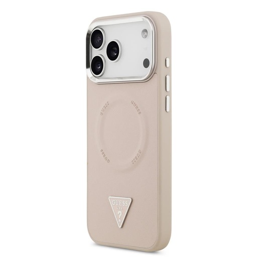 Guess PU Leather Triangle Logo MagSafe iPhone 17 Pro (Růžová)