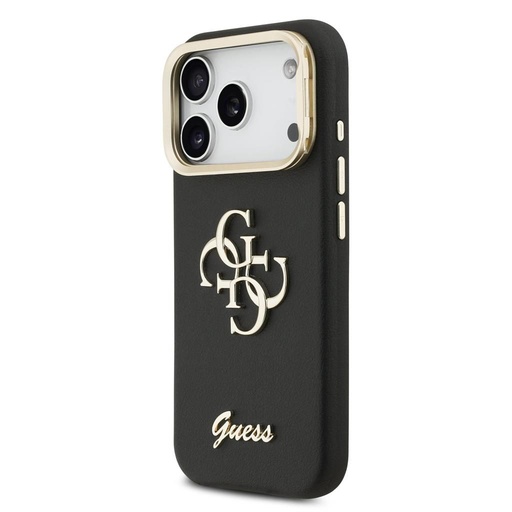Guess PU Grained 4G Logo Stand Camera Frame iPhone 17 Pro (Černá)