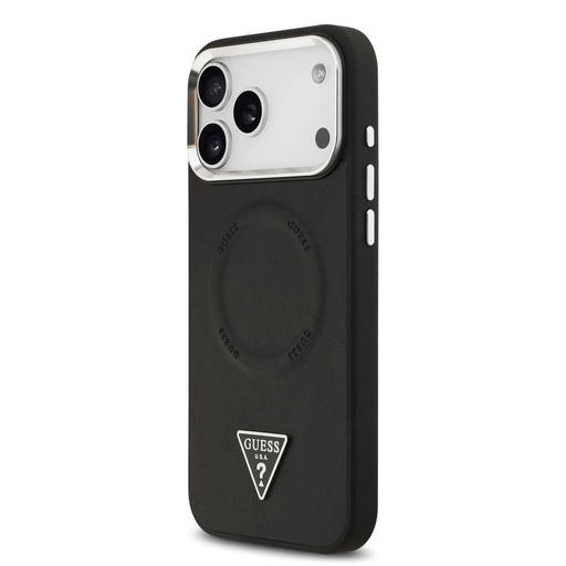Guess PU Leather Triangle Logo MagSafe iPhone 17 Pro Max (Černá)