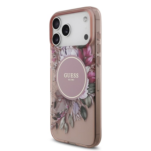 Guess IML Flowers Strap MagSafe iPhone 17 Pro Max (Růžová)