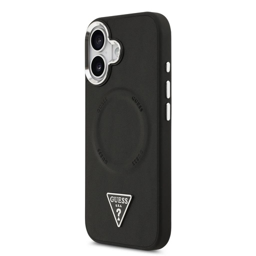 Guess PU Leather Triangle Logo MagSafe iPhone 17 (Černá)