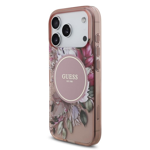 Guess IML Flowers Strap MagSafe iPhone 17 Pro (Růžová)