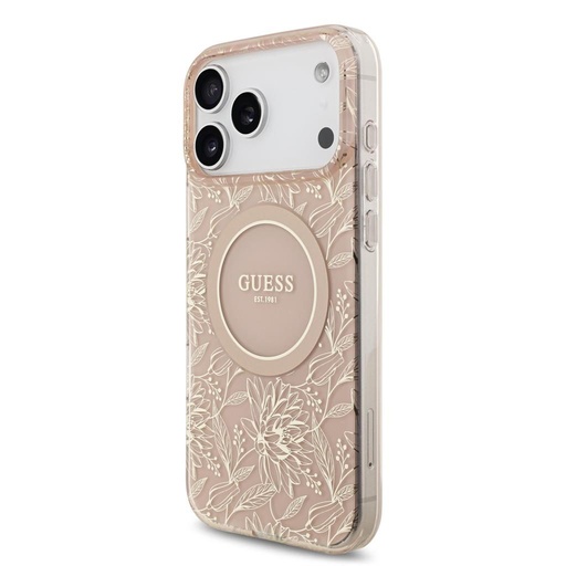 Guess IML Flowers Allover Strap MagSafe iPhone 17 Pro Max (Růžová)