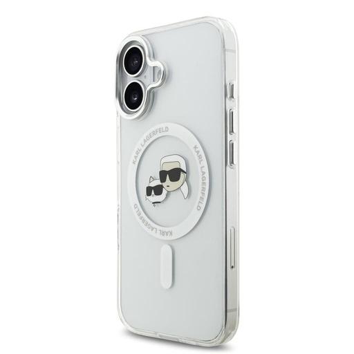Karl Lagerfeld IML K&CH Heads Metal Frame MagSafe pouzdro iPhone 17 (Průhledný) - KLHMP17SHLSKCH