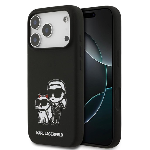 Karl Lagerfeld Liquid Silicone K&CH Sketch MagSafe pouzdro iPhone 17 Pro (Černá) - KLHMP17LSKCGRGOK