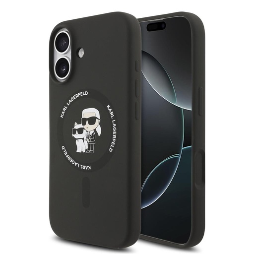 Karl Lagerfeld Liquid Silicone Karl and Choupette MagSafe pouzdro iPhone 17 (Černá) - KLHMP17SSCMKCRHK