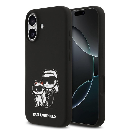 Karl Lagerfeld Liquid Silicone K&CH Sketch MagSafe pouzdro iPhone 17 (Černá) - KLHMP17SSKCGRGOK