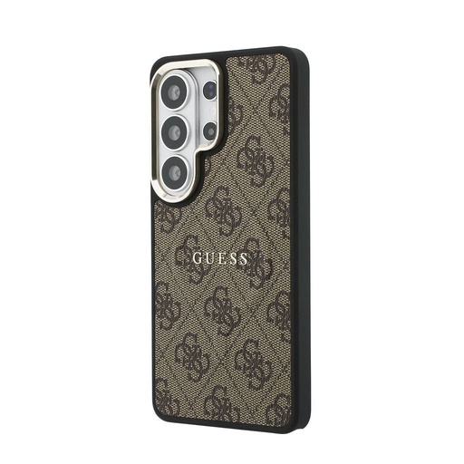 Guess PU Leather 4G Zlatá Frame Magnetic Samsung Galaxy S26 Ultra (Hnědá)