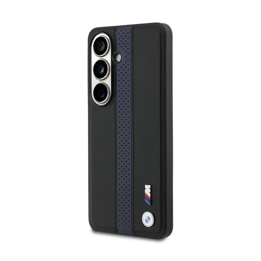 BMW M PU Leather Perforated Stripes and Metal Logo Magnetic Samsung Galaxy S26 (Modrá)