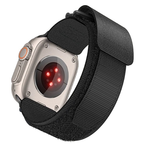 Forcell F-Design FA05 nylon na suchý zip řemínek Apple Watch 42 / 44 / 45 / 49 mm (Černá)