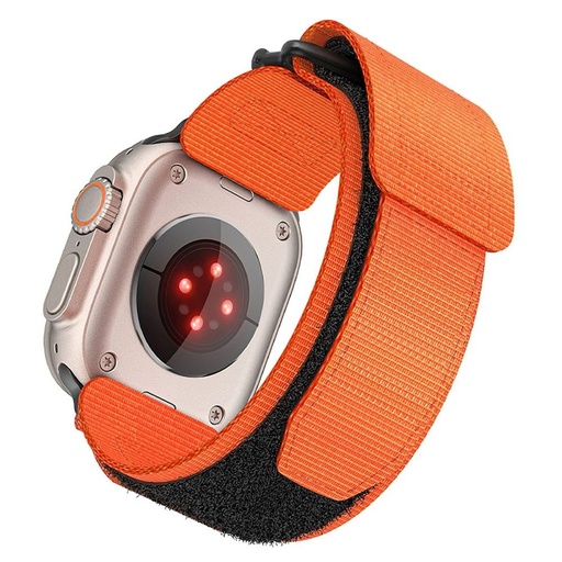 Forcell F-Design FA05 nylon na suchý zip řemínek Apple Watch 42 / 44 / 45 / 49 mm (Oranžová)