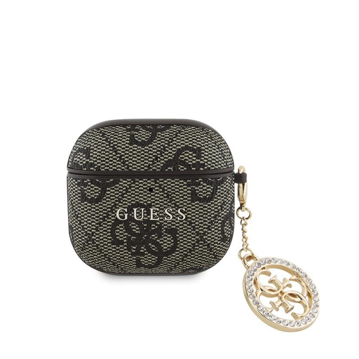 Guess 4G Script PC/PU Charm pouzdro AirPods 4 (Hnědá)