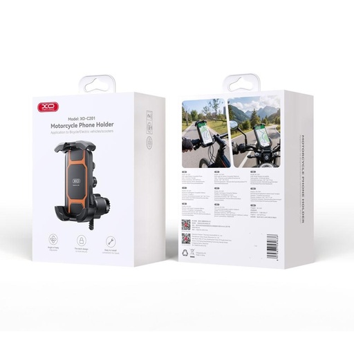 XO C201 úplně uzavřený cyklistický/motocyklový telefon držák (Černá/Oranžová)