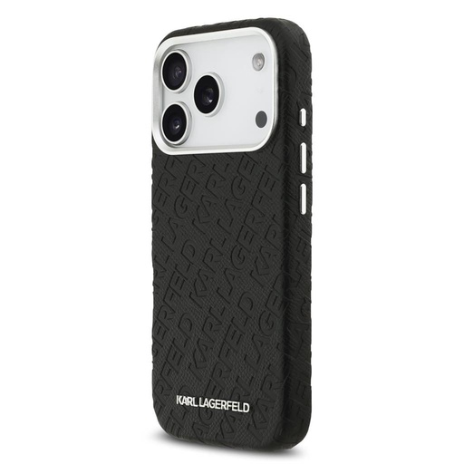 Karl Lagerfeld Grained PU Repeated Logo MagSafe pouzdro iPhone 17 Pro (Černá)