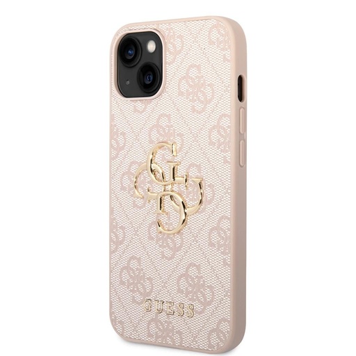 Guess PU 4G Metal Logo pouzdro iPhone 15 (Růžová)