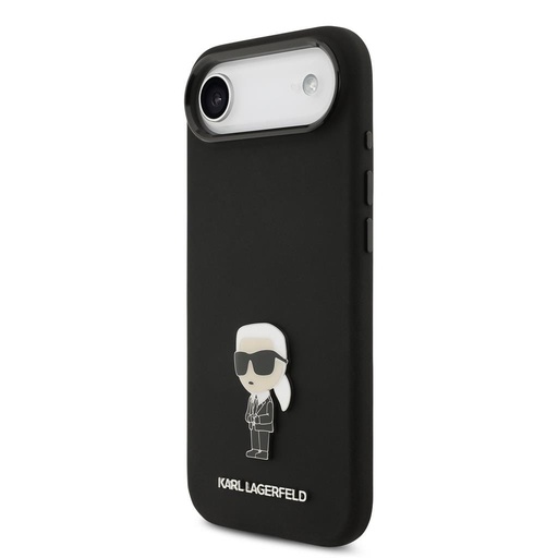 Karl Lagerfeld Liquid Silicone Metal Ikonický pouzdro iPhone Air (Černá)