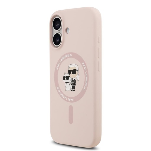 Karl Lagerfeld Liquid Silicone Karl and Choupette MagSafe pouzdro iPhone 17 (Růžová)