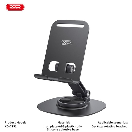 XO C151 kov 360°-ban otočný stolní držák (Černá)