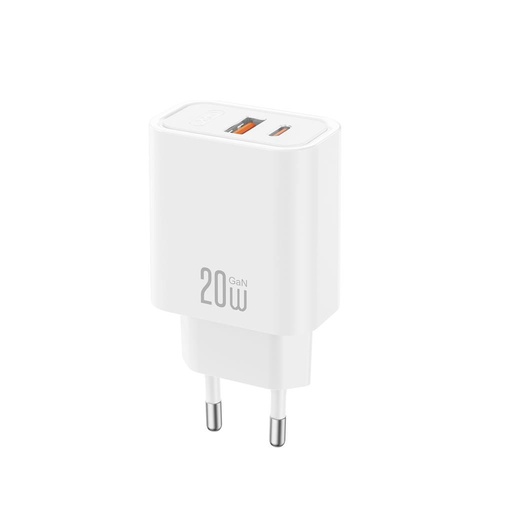 XO CE40(EU) síťový rychlonabíječka (Bílá) - 20W, 1xUSB-A + 1xUSB-C