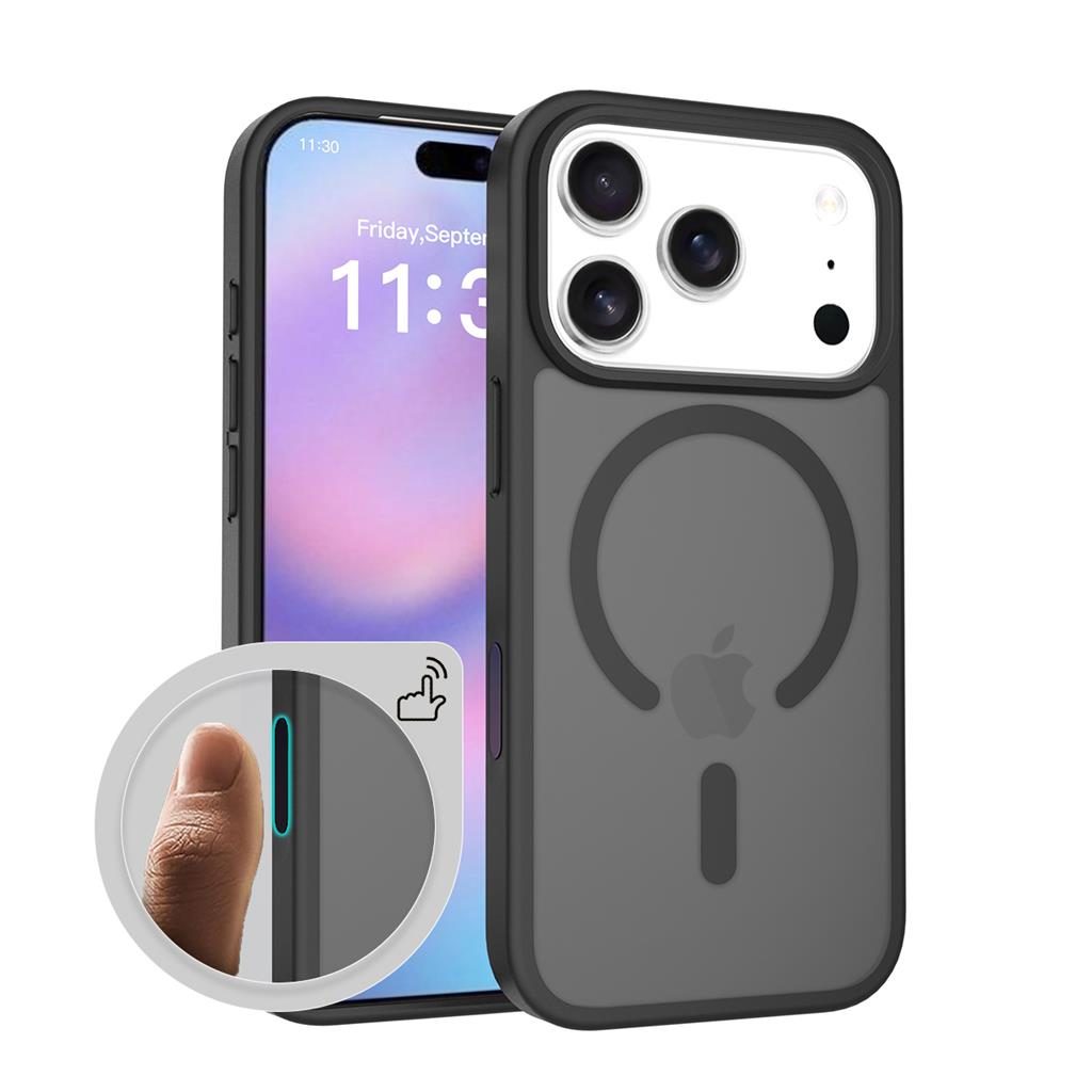 Apple iPhone 17 Pro Max Roar Haptic Button Matte MagSafe hátlap tok (Fekete)