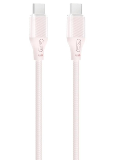 XO NB-Q291B Type-C-Type-C datový kabel (Růžová) - 60W, tkaný povlak, průhledný pouzdro