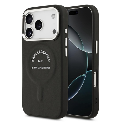 Karl Lagerfeld PU RSG Logo MagSafe pouzdro iPhone 17 Pro (Černá) - KLHMP17LPSKRSGEK