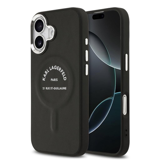 Karl Lagerfeld PU RSG Logo MagSafe pouzdro iPhone 17 (Černá) - KLHMP17SPSKRSGEK