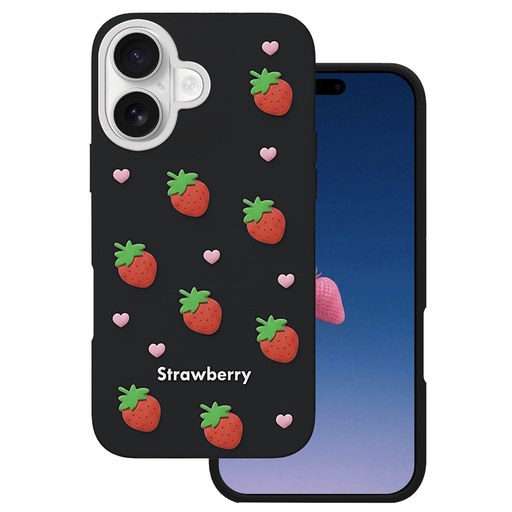 Apple iPhone 16 / iPhone 17 Strawberry zadní kryt (Černá)