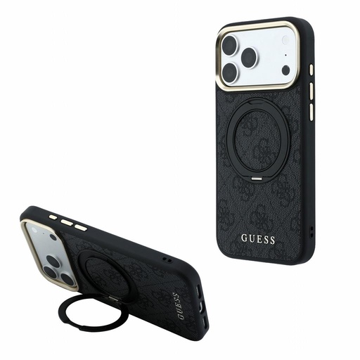 Apple iPhone 18 Pro Max Guess 4G Ring Stand MagSafe ochranné pouzdro (Černá) (GUHMP18X6PS4RSCLK)