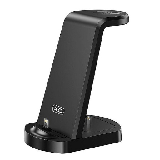 XO WX035 3 az 1-ben bezdrátový nabíječka (Černá) – iPhone, Apple Watch a TWS zařízení s připojením