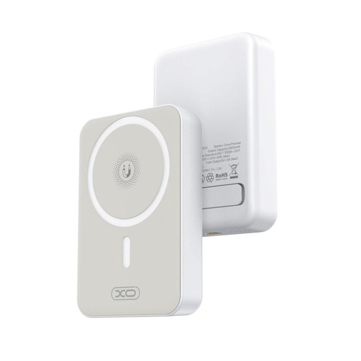 XO PR231 power bank 10000 mAh (Bílá) – bezdrátový rychlé nabíjení 15W, PD 20W, s podpěrou provedení