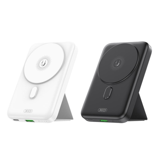 XO PR211 power bank 10000 mAh (Bílá) – bezdrátový nabíjení 15W, magnetický, s podpěrou