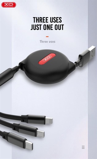 XO NB142 s více konektory teleskopický datový kabel (Černá) – 3 az 1-ben