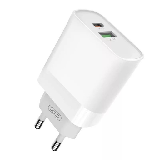 XO L64 PD 20W rychlonabíječka (Bílá) – PD 20W + QC 3.0, USB-A + USB-C konektor