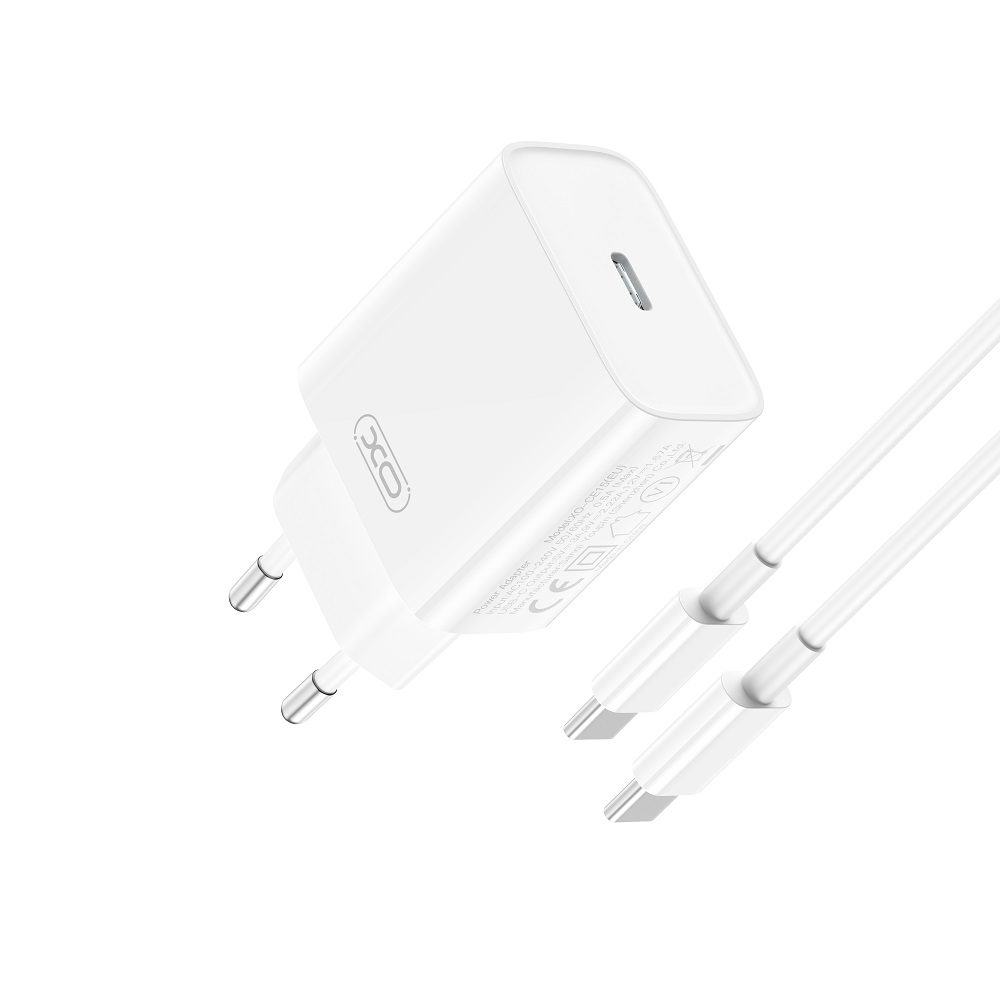 [6920680846252] XO CE15 PD 20W fast charger (White) – USB-C connector, Type-C with cable