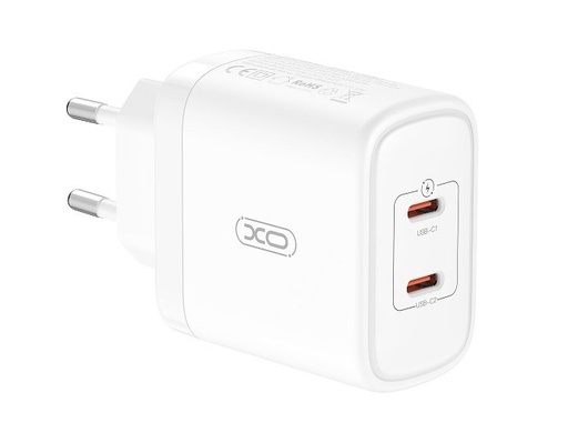 XO CE08 PD max. 50W rychlonabíječka (Bílá) – 2× USB-C konektor