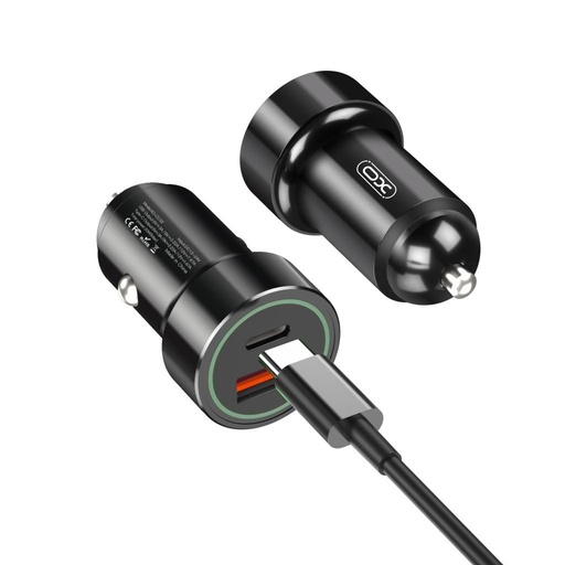 XO CC34 Autní nabíječka, 20W, QC3.0, PD3.0 výstup,micro USB s kabelem černá