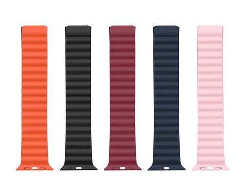 XO BT01B magnetický silikonový řemínek na hodinky Apple Watch 42/44/45 mm (Šedá–Oranžová)