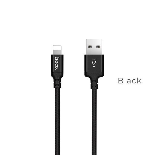 Hoco X14 lightning kabel (textilní potah), látka, 2,4A, 2m, černá