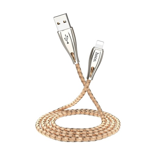 Hoco U56 lightning kabel, odolný, nerezový ocel, zinek slitina, 1,2m, 2,4A, zlatá