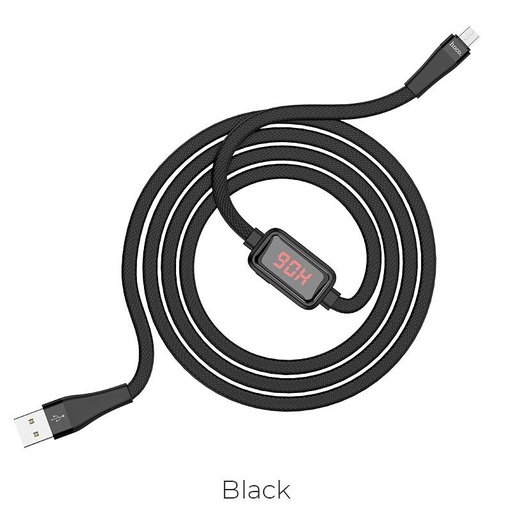 Hoco S4 microUSB kabel, 3A, LED indikátor stavu, přebití proti ochrana, černá
