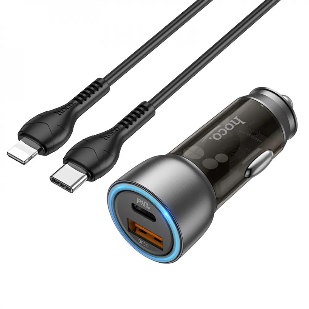 [6931474782731] Hoco NZ8 Car charger, 43W, PD25W,QC3.0, Type-C-Type-C with cable brown